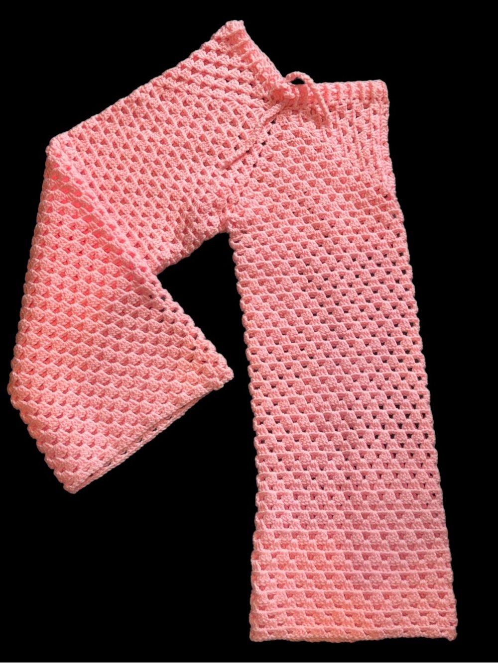 Pink Crochet Granny Stitch Cropped Pants
